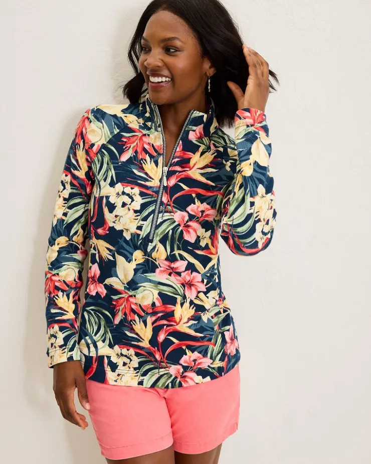 Women Tommy Bahama Loungewear|Jackets<Aruba Flora Amora Half-Zip Sweatshirt
