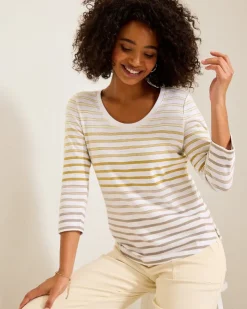 Women Tommy Bahama Loungewear|Tops & Shirts<Ashby Isles Horizon Stripe 3/4-Sleeve T-Shirt