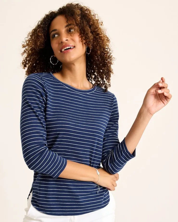 Women Tommy Bahama Loungewear|Tops & Shirts<Ashby Isles Metallic Stripe 3/4-Sleeve T-Shirt