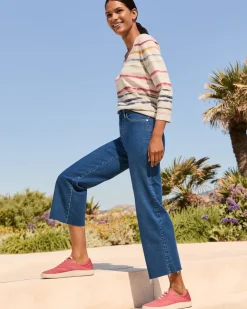 Women Tommy Bahama Loungewear|Tops & Shirts<Ashby Isles Sealight Stripe 3/4-Sleeve T-Shirt