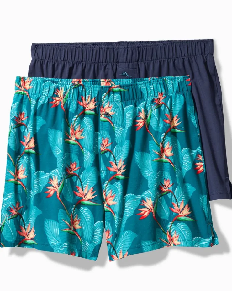 Tommy Bahama Underwear<Big & Tall Tropical Print & Solid Knit Boxers—2-Pack