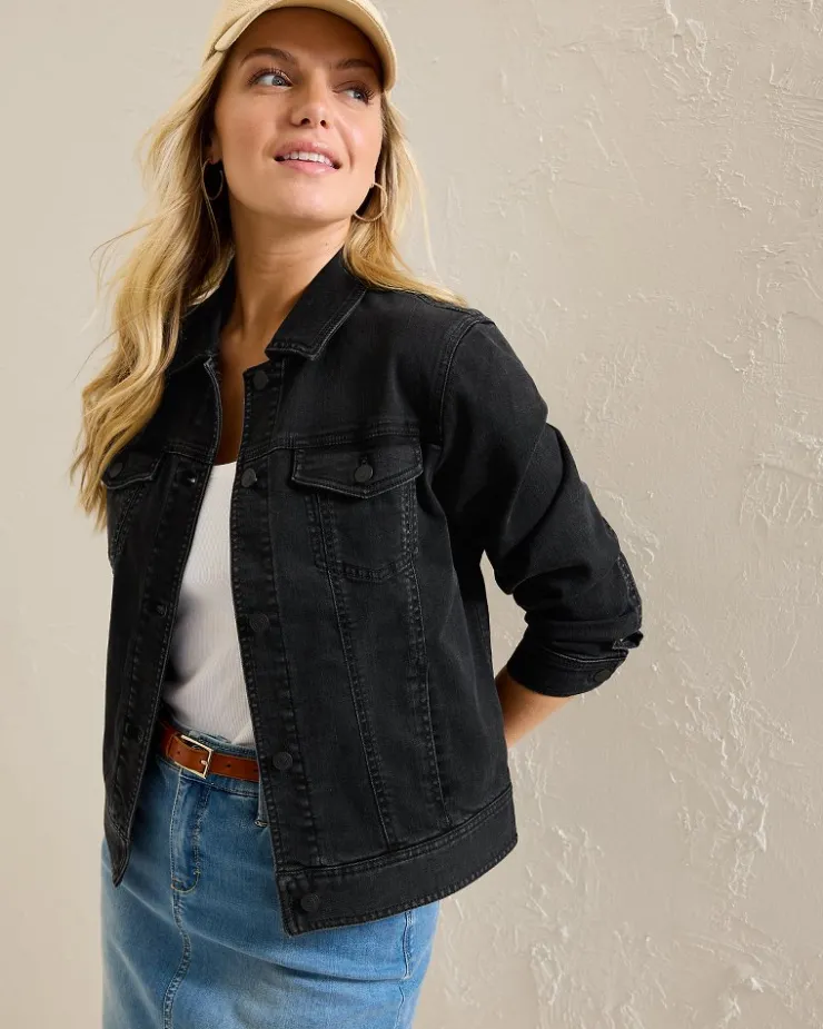 Women Tommy Bahama Jackets<Black Classic Jean Jacket