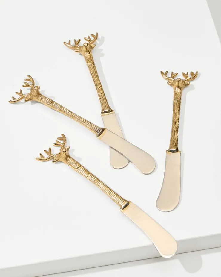 Tommy Bahama Drinkware & Bar<Brass and Stainless Steel Stag Butter Knives - Set of 4