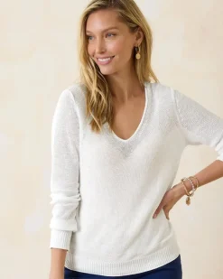 Women Tommy Bahama Sweaters|Tops & Shirts<Cedar Linen Long-Sleeve V-Neck Sweater