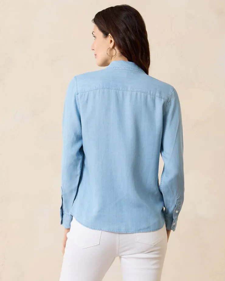 Women Tommy Bahama Tops & Shirts<Chambray All Day Long-Sleeve Shirt