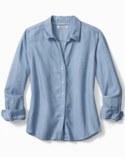 Women Tommy Bahama Tops & Shirts<Chambray All Day Long-Sleeve Shirt