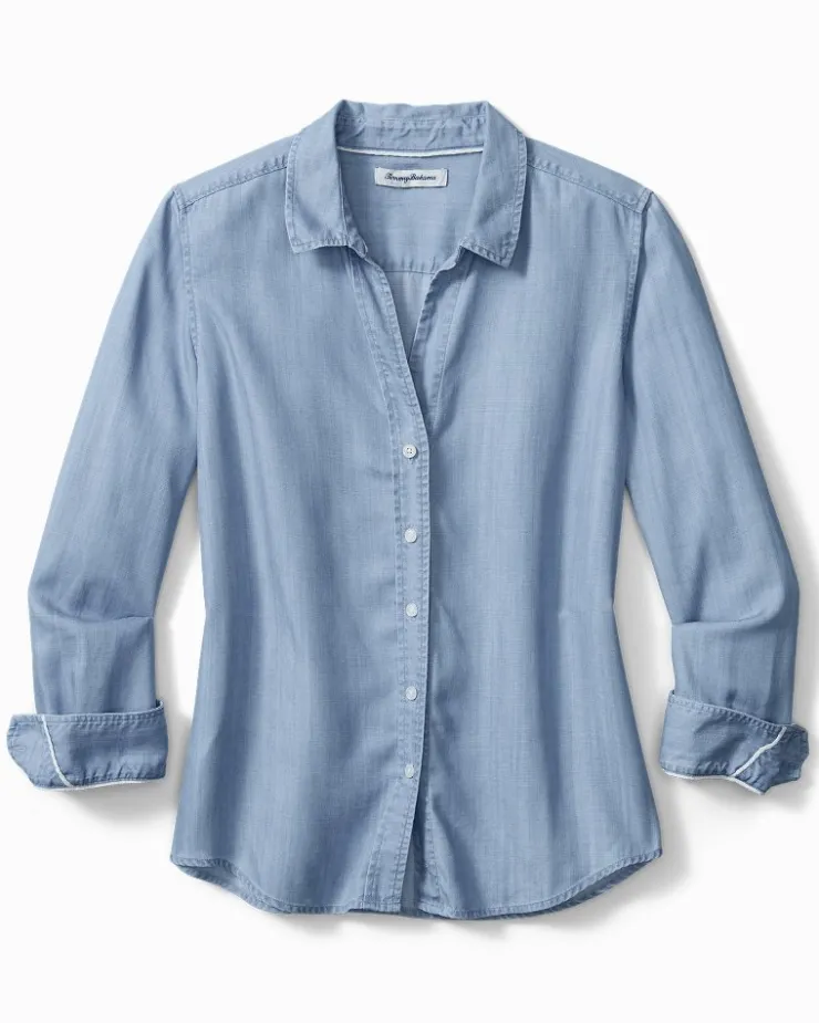Women Tommy Bahama Tops & Shirts<Chambray All Day Long-Sleeve Shirt