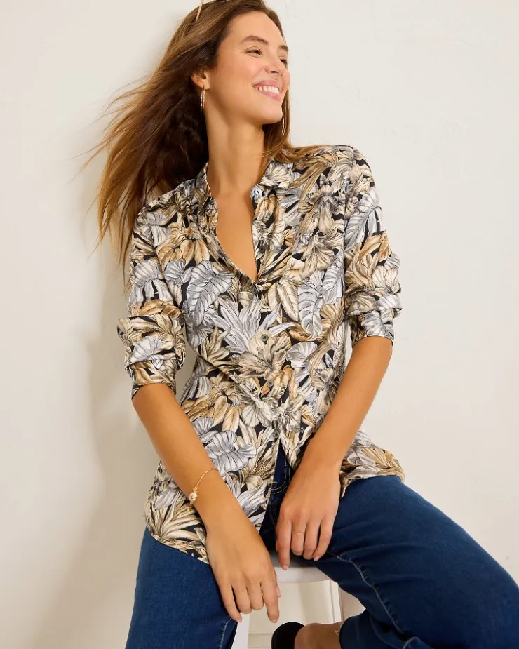 Women Tommy Bahama Tops & Shirts<Grand Canal Long-Sleeve Silk Shirt
