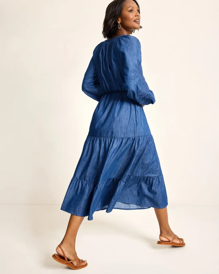Women Tommy Bahama Dresses<Indigo Cove Embroidered Midi Dress