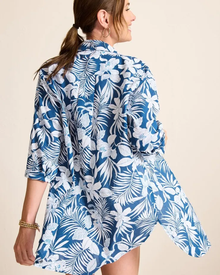 Women Tommy Bahama Beach Coverups<Island Blooms Boyfriend Beach Shirt