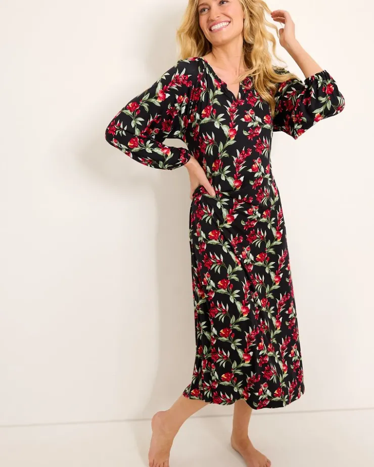 Women Tommy Bahama Sleepwear<Jersey Long-Sleeve Maxi Sleep Dress