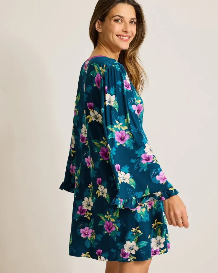 Women Tommy Bahama Sleepwear<Jersey Long-Sleeve Short Sleep Dress