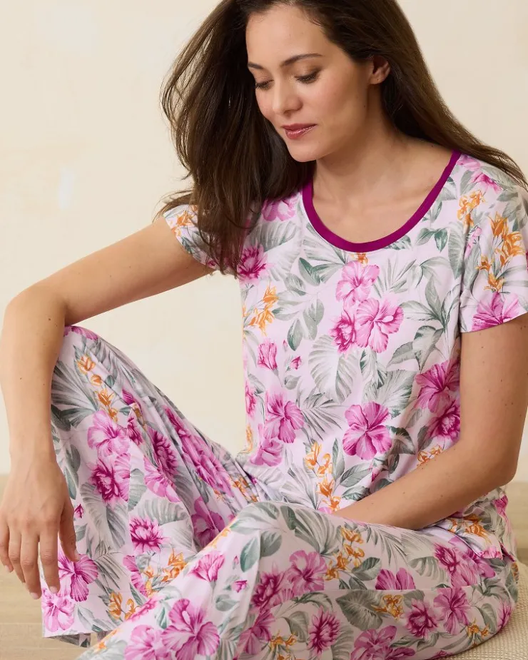 Women Tommy Bahama Sleepwear<Jersey Short Sleeve & Pants Pajama Set