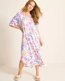 Women Tommy Bahama Sleepwear<Jersey Short-Sleeve Maxi Sleep Caftan