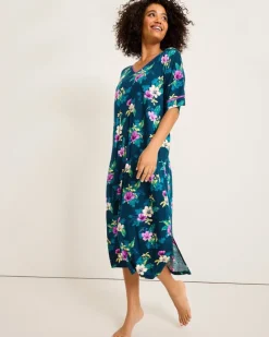 Women Tommy Bahama Sleepwear<Jersey Short-Sleeve Maxi Sleep Caftan