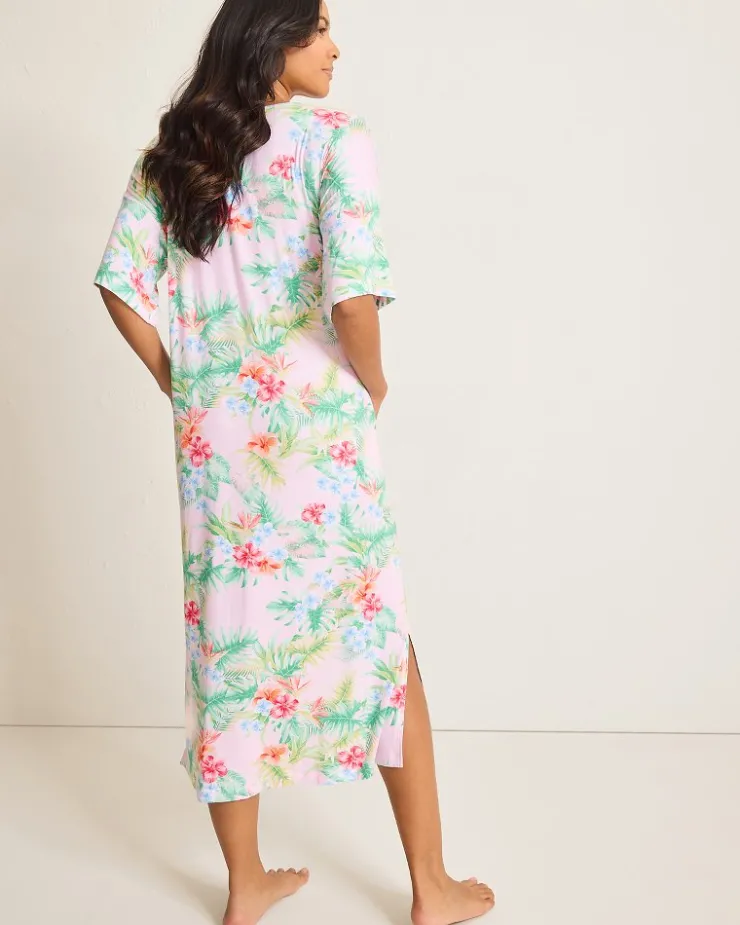 Women Tommy Bahama Sleepwear<Jersey Short-Sleeve Maxi Sleep Caftan