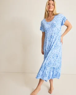 Women Tommy Bahama Sleepwear<Jersey Short-Sleeve Maxi Sleep Dress