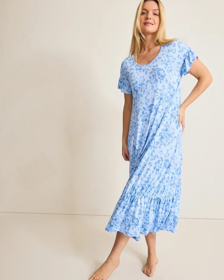 Women Tommy Bahama Sleepwear<Jersey Short-Sleeve Maxi Sleep Dress