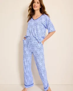 Women Tommy Bahama Sleepwear<Jersey V-Neck Top & Pants Pajama Set