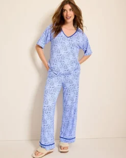 Women Tommy Bahama Sleepwear<Jersey V-Neck Top & Pants Pajama Set