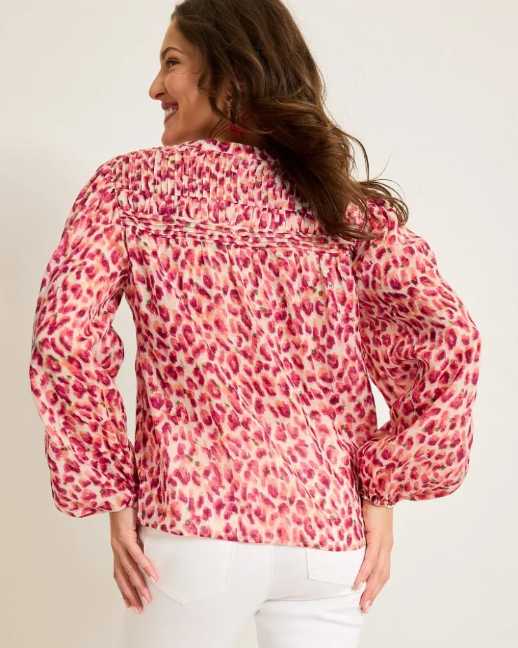 Women Tommy Bahama Tops & Shirts<Jeweled Jaguar Pintuck Blouse