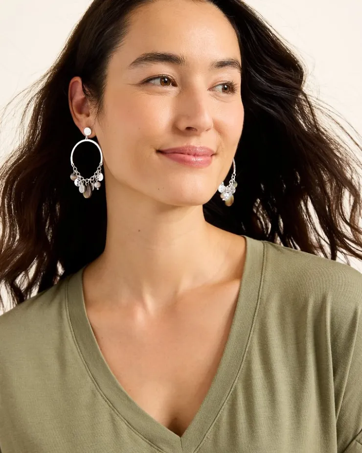 Women Tommy Bahama Jewelry<Marco Island Shell and Mother of Pearl Drop Hoop Earrings