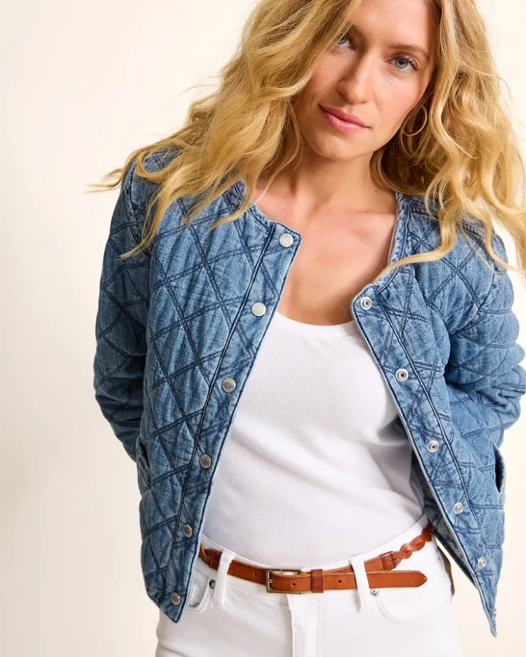 Women Tommy Bahama Jackets<Quilted Cropped Denim Jacket