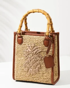 Women Tommy Bahama Handbags & Clutches<Raffia & Leather Bamboo Mini Tote