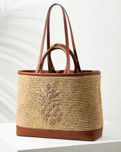 Women Tommy Bahama Handbags & Clutches<Raffia & Leather Pineapple Tote