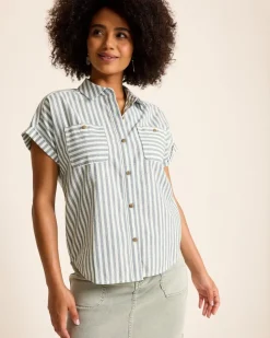 Women Tommy Bahama Tops & Shirts<Seaway Stripe Coastal Twill Shirt