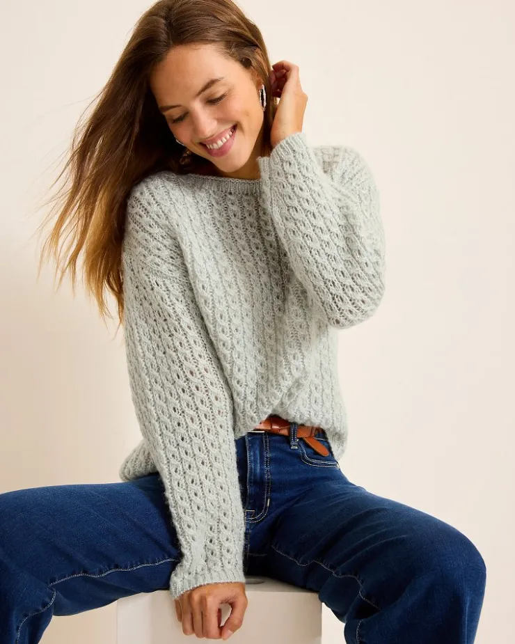 Women Tommy Bahama Sweaters<Shimmer Cable Boat-Neck Sweater