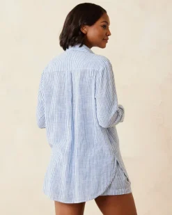 Women Tommy Bahama Beach Coverups<Shoreline Stripe Boyfriend Beach Shirt