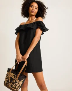 Women Tommy Bahama Beach Coverups|Dresses<St. Lucia Linen-Blend Off-the-Shoulder Coverup Dress