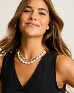 Women Tommy Bahama Jewelry<Tidal Treasure Baroque Pearl and Stone Layered Necklace