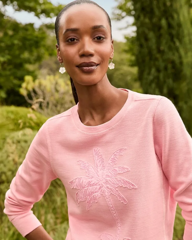 Women Tommy Bahama Loungewear|Sweaters<Tobago Bay Embroidered Palm Crewneck Sweatshirt