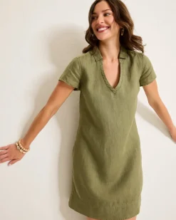 Women Tommy Bahama Dresses<Two Palms Short-Sleeve Linen Collared Dress