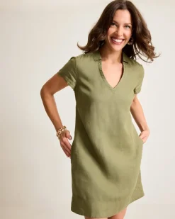 Women Tommy Bahama Dresses<Two Palms Short-Sleeve Linen Collared Dress
