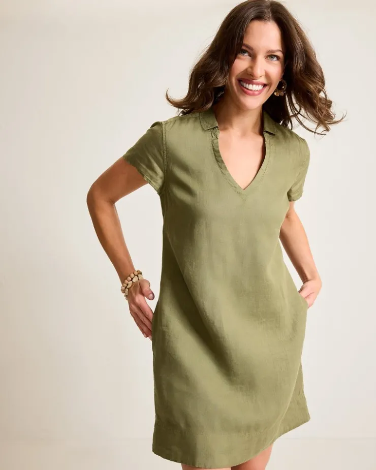 Women Tommy Bahama Dresses<Two Palms Short-Sleeve Linen Collared Dress