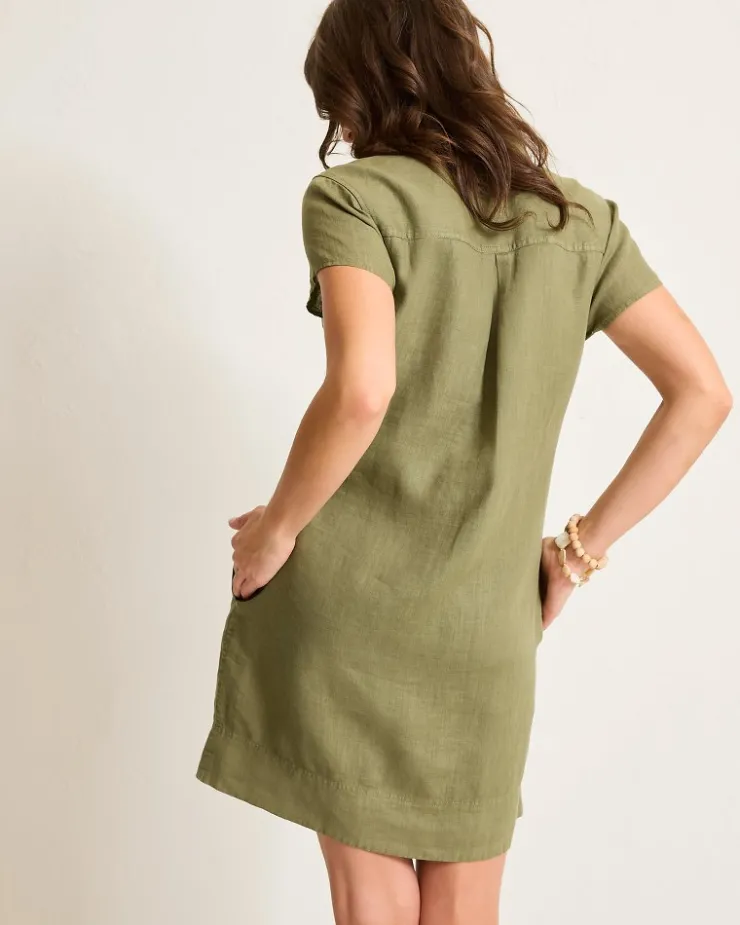 Women Tommy Bahama Dresses<Two Palms Short-Sleeve Linen Collared Dress