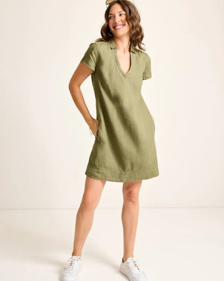 Women Tommy Bahama Dresses<Two Palms Short-Sleeve Linen Collared Dress