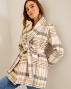 Women Tommy Bahama Jackets<Wooly Plaid Wrap Coat