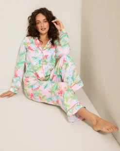 Women Tommy Bahama Sleepwear<Woven Sateen Long Sleeve & Pants Pajama Set