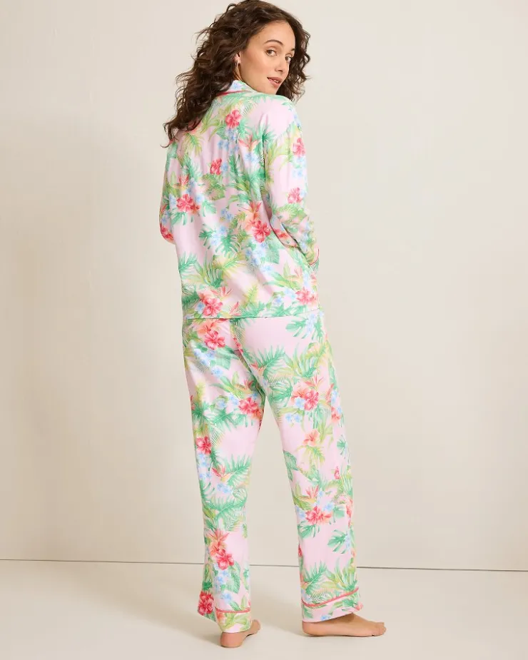 Women Tommy Bahama Sleepwear<Woven Sateen Long Sleeve & Pants Pajama Set